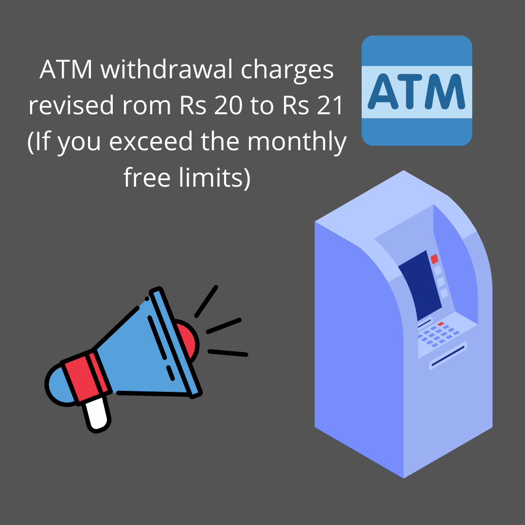 ATM withdrawal charges will be revised from Jan 2022.